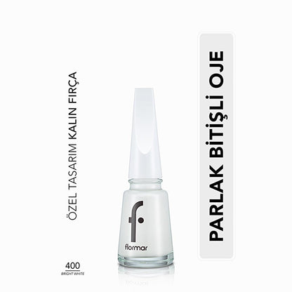 Flormar Nail Enamel - Bright White - Perfect for Nail Art Lovers | 0.33 fl. oz.