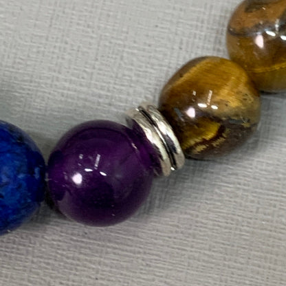 BEST WHOLESALE (12 PACK) Beaded Dark Brown Rainbow Crystal Bracelets 3"