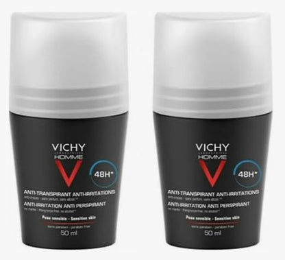 Vichy Mineral Deodorant Roll-On - Anti Transpirant Protection for Sensitive Skin, 48 Hours, 1.69 fl oz