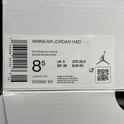 NIKE AIR JORDAN 1 Mid Panda Shoe Women's Sz 8.5 Black / White DV0991-101 (New)