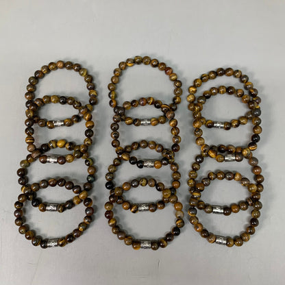 BEST WHOLESALE (12 PACK) Beaded Dark Brown Crystal Bracelets 3" Silver Cuff New