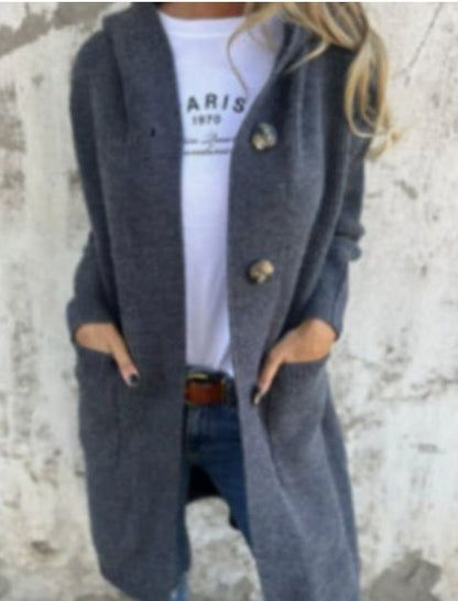Mid-length Sweater Cardigan Women's Clothes Light Gray
