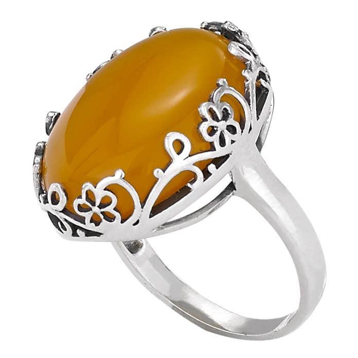 Brighter Than the Sun Yellow Agate Sterling Silver Ring