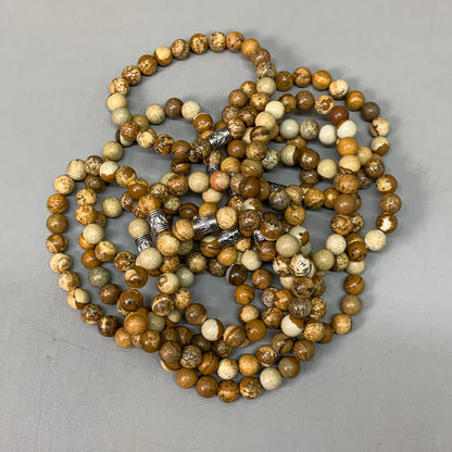 BEST WHOLESALE (12 PACK) Beaded Light Brown Crystal Bracelets 3" Silver Cuff New