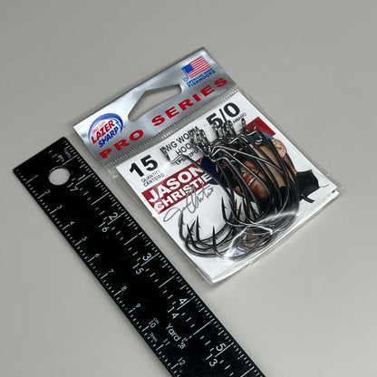 EAGLE CLAW (5 PACK) Round Bend EWG Worm Hook Platinum Blk #5/0 15pc LPS092PG-5/0
