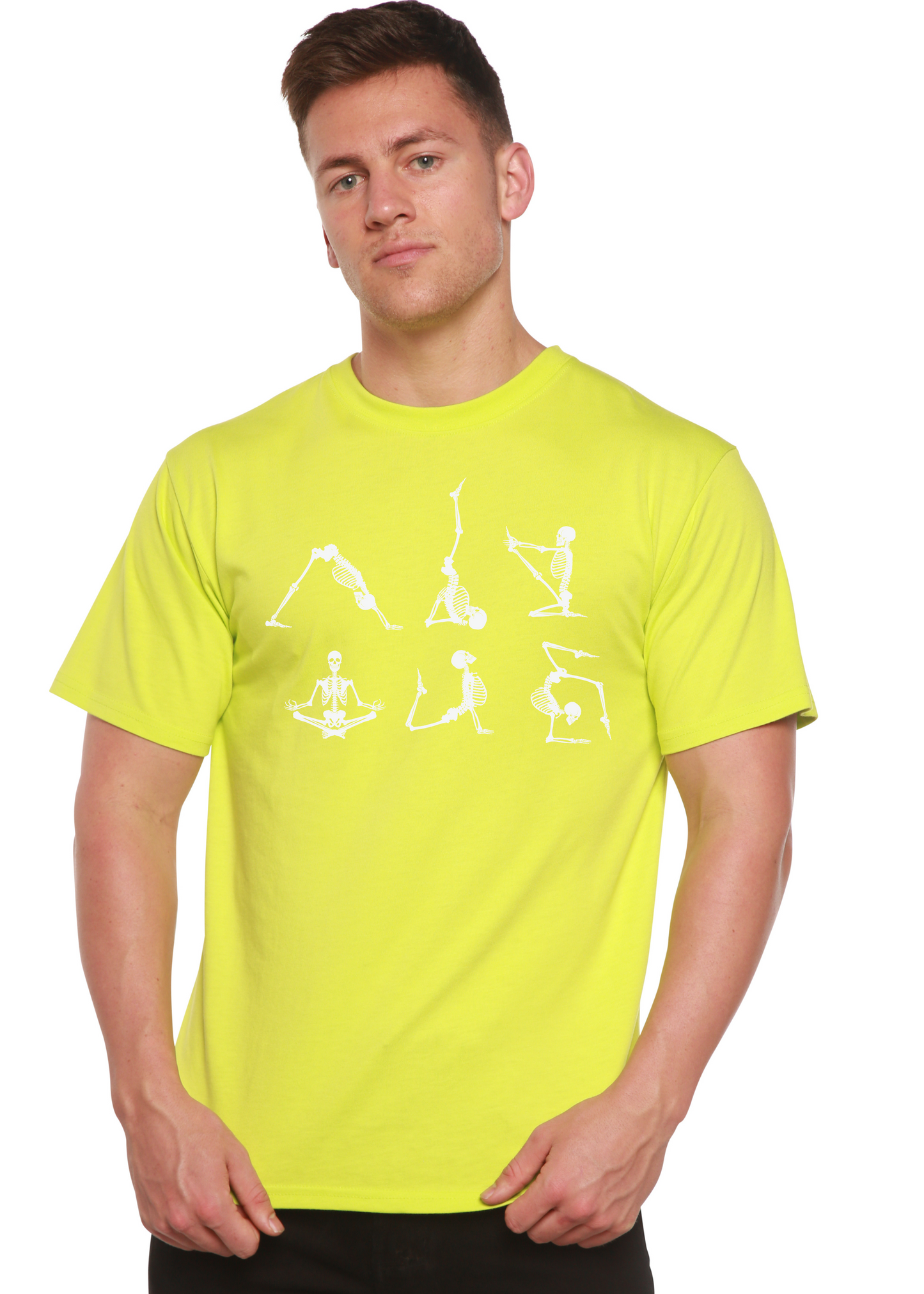 Halloween Skeleton Namaste Men's Bamboo Viscose/Organic Cotton Short Sleeve Graphic T-Shirt