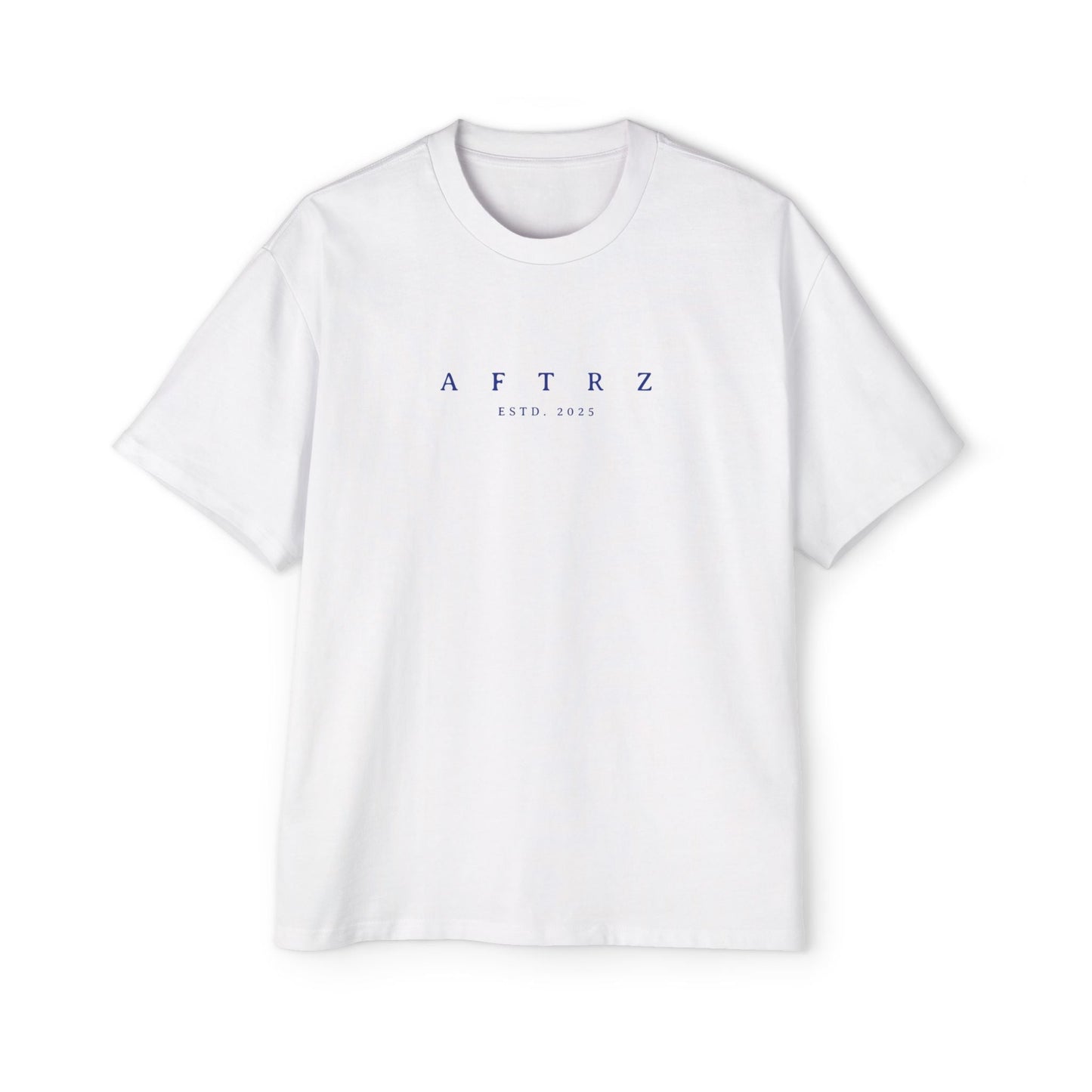 Aftrz Classics Heavy Oversized Short Sleeve T-Shirt - White with Blue Logo