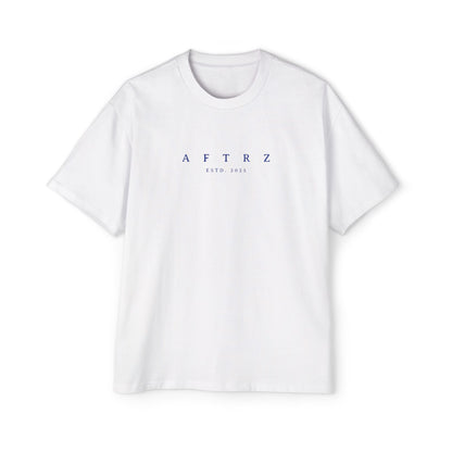 Aftrz Classics Heavy Oversized Short Sleeve T-Shirt - White with Blue Logo
