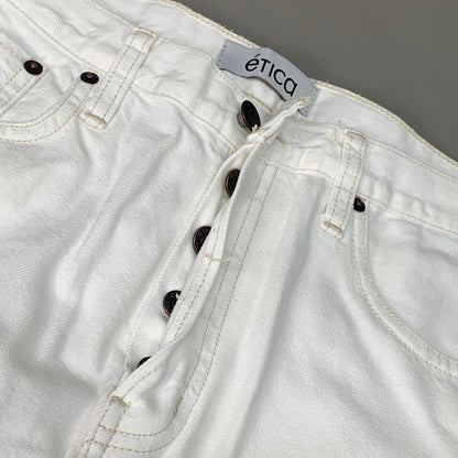 ETICA Tyler High Waist Straight Leg Ankle jeans Vintage White Size 25 EW180114A