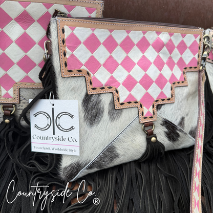 Western Dream Checkered Cowhide Purse