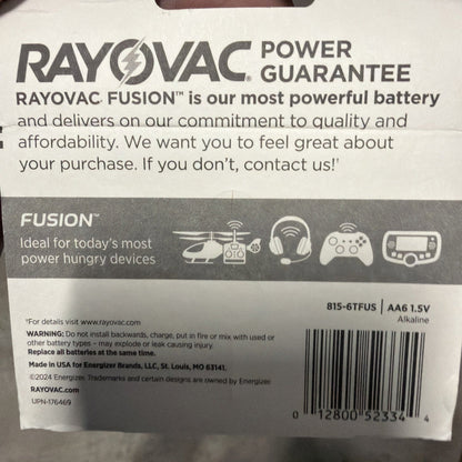Rayovac Fusion AA Batteries, 4x 6-Pack (24 Total)