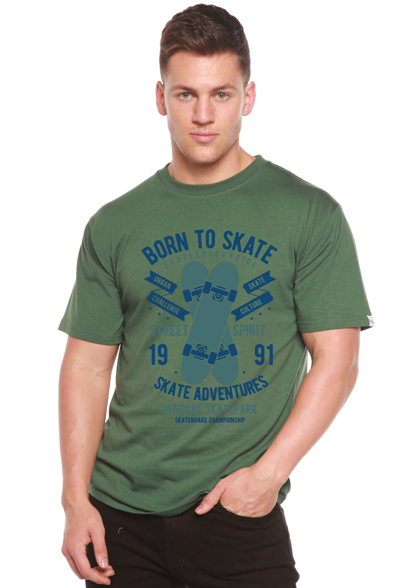 Born To Skate Men's Bamboo Viscose/Organic Cotton Short Sleeve Graphic T-Shirt