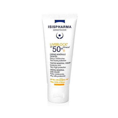 Isis Pharma Uveblock SPF 50+ Tinted Mineral Sunscreen Cream for Sensitive Skin - 1.35 fl oz