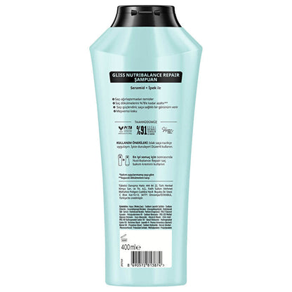 Gliss Nutribalance Repair Shampoo 13.5oz - Strengthening Formula | Salon Quality