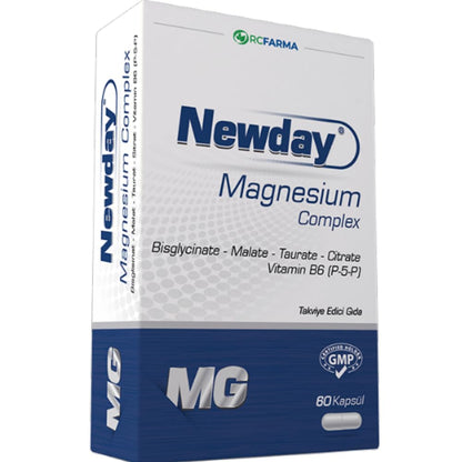Newday Magnesium Complex Supplement with Vitamin B6 - 60 Capsules, Halal Certified, Titanium Dioxide Free