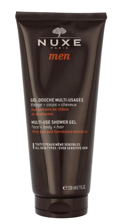 Nuxe Men Multi-Purpose Shower Gel for Face, Body, and Hair - Gentle, Natural Skincare
