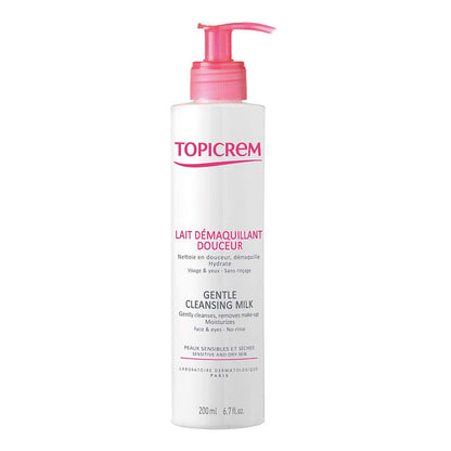 Topicrem Gentle Cleansing Milk 200ml - Paraben-Free Makeup Remover for Dry & Sensitive Skin