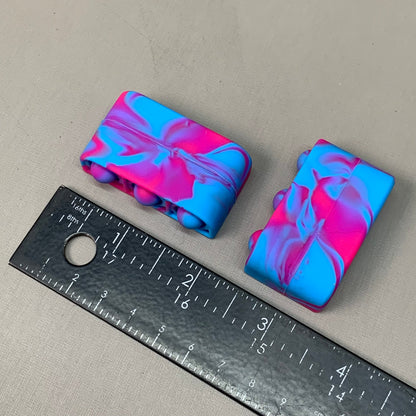 BEST WHOLESALE 2-PACK! Wireless Headphone Bubble Popping Case 2.5" x 2" Blue/Pink