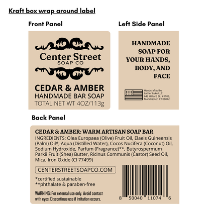Cedar & Amber Vegan Handmade Bar Soap