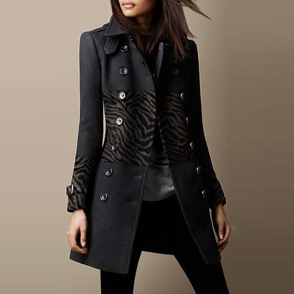 Streetwear Women Jackets Lined Double-breasted Ladies Loose Wool Overcoat Elegant Lapel Solid Pocketed Coats For Autumn Winter