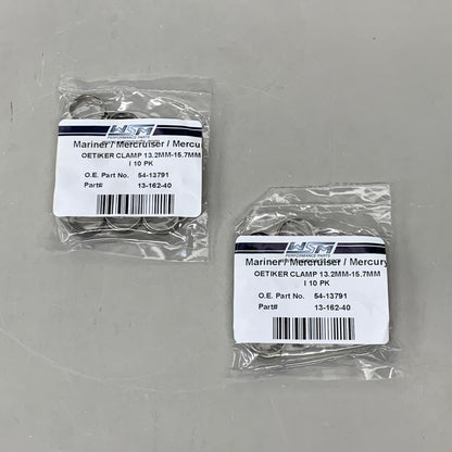 WSM Set of 2-10 PACKS! Oetiker Hose Clamp 013.2mm-015.7mm Silver 13-162-40