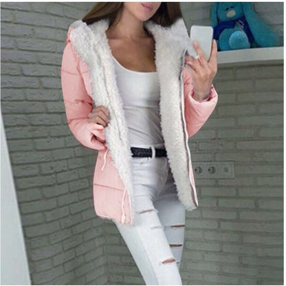 Fleece-lined Cardigan Hooded Coat Cotton-padded Jacket