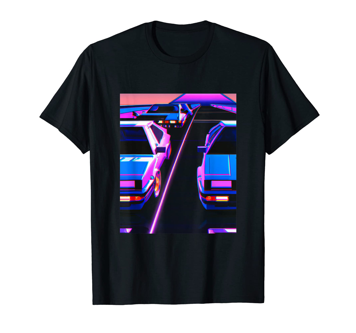 Vaporwave Car Synthwave City Vaporwave T-Shirt - Graphic Print Men Women