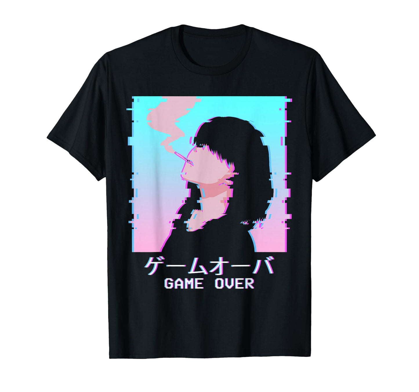 Game Over Sad Anime Japanese Waifu T-Shirt - Novelty Apparel for Adults