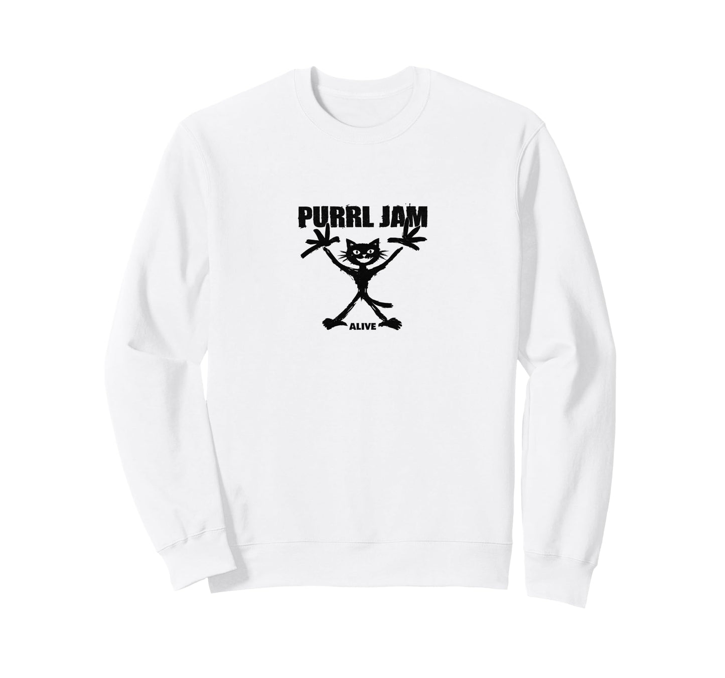 Purrl Jam Cat Rock Band Grunge Sweatshirt - Minimalist Print Men Women