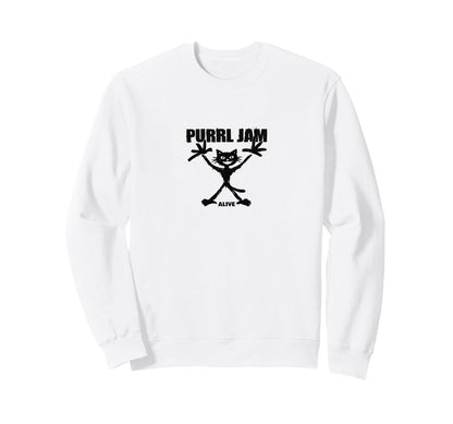 Purrl Jam Cat Rock Band Grunge Sweatshirt - Minimalist Print Men Women