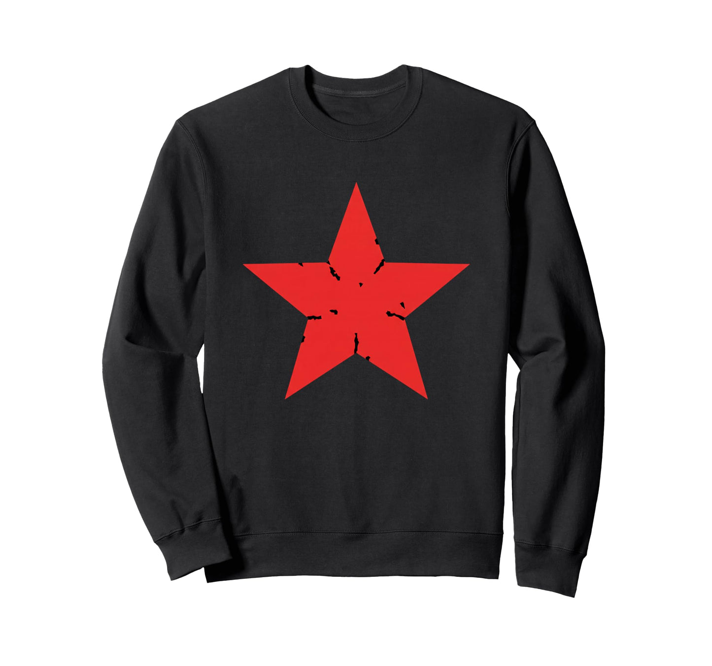 Red Distressed Star Nostalgia Sweatshirt - Minimalist Print for Adults