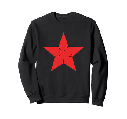Red Distressed Star Nostalgia Sweatshirt - Minimalist Print for Adults