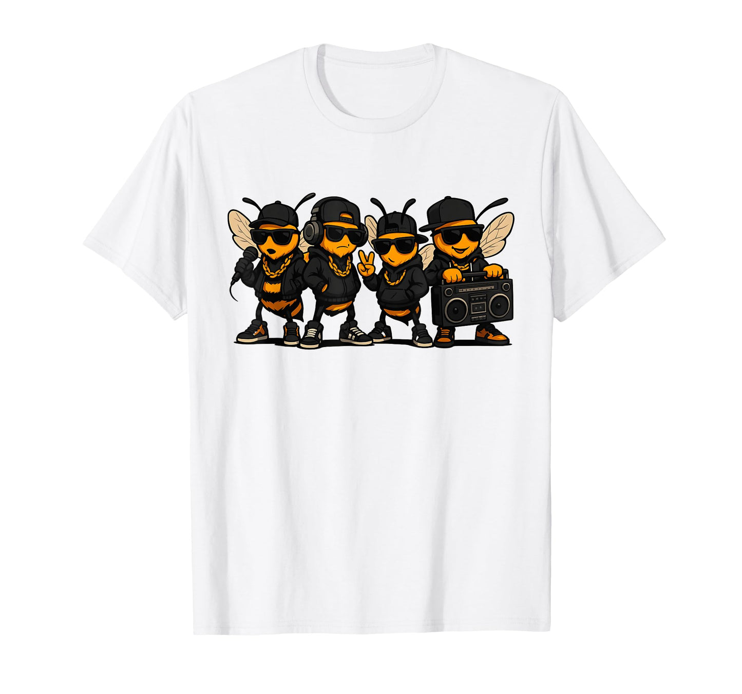 Bees Hip Hop Old School Rap Music Lover T-Shirt - Minimalist Print Unisex