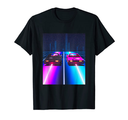 Vaporwave Car Synthwave City T-Shirt - Streetwear Style for Adults