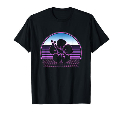 Hawaii Flower 80S Vaporwave Aesthetic T-Shirt - Custom Art Print Men Women