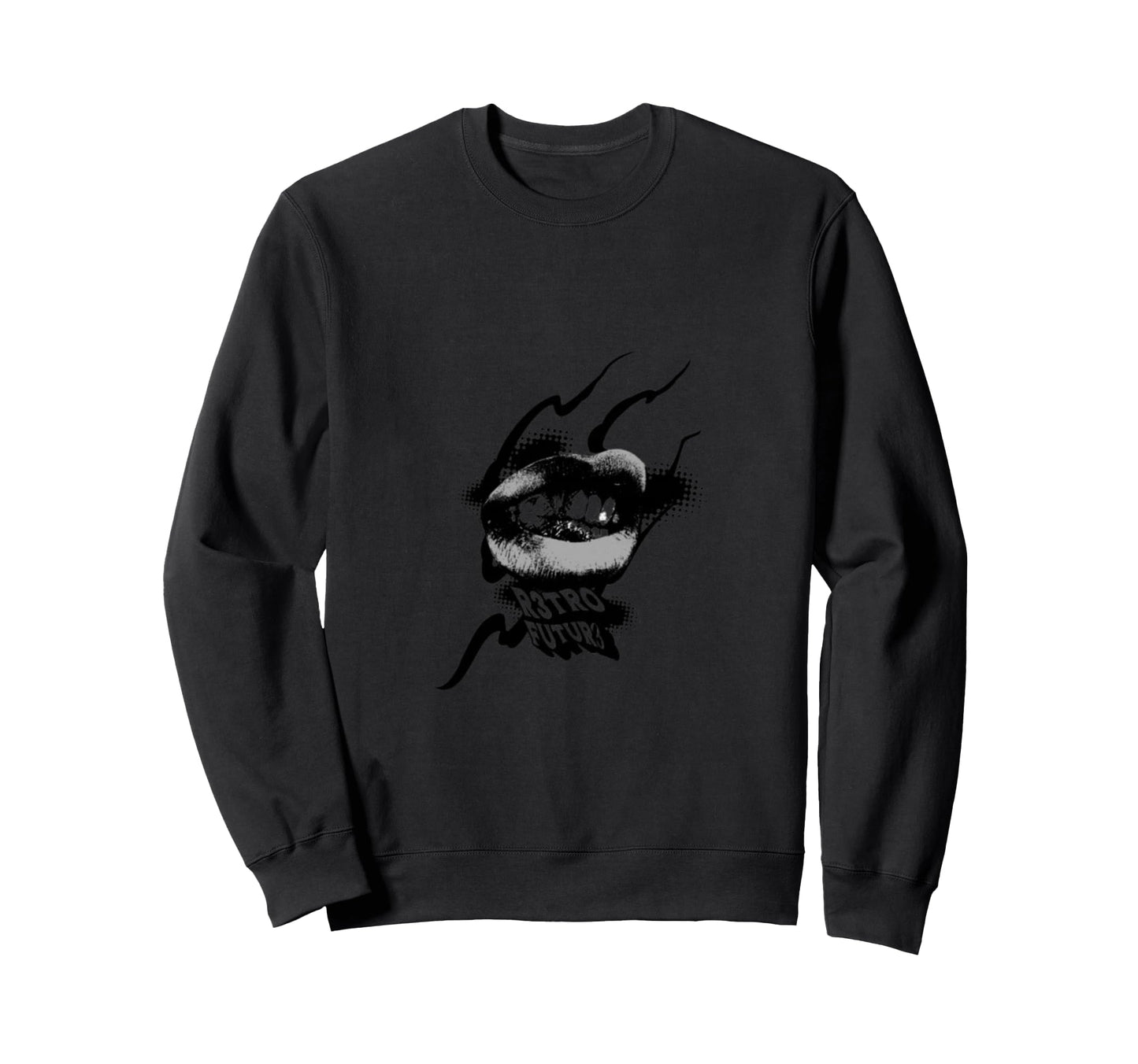 Future Y2K Grunge Aesthetic Mouth Sweatshirt - Novelty Apparel Unisex