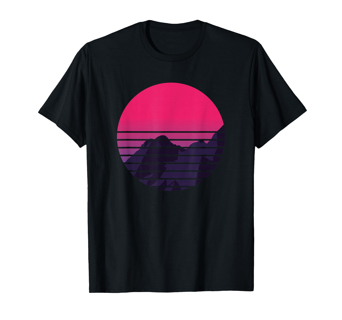 Sunset Mountain Vaporwave T-Shirt - Casual Everyday Wear for Adults