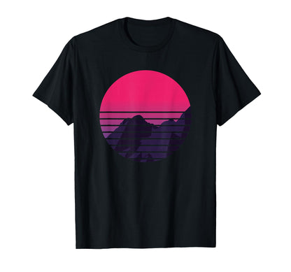 Sunset Mountain Vaporwave T-Shirt - Casual Everyday Wear for Adults