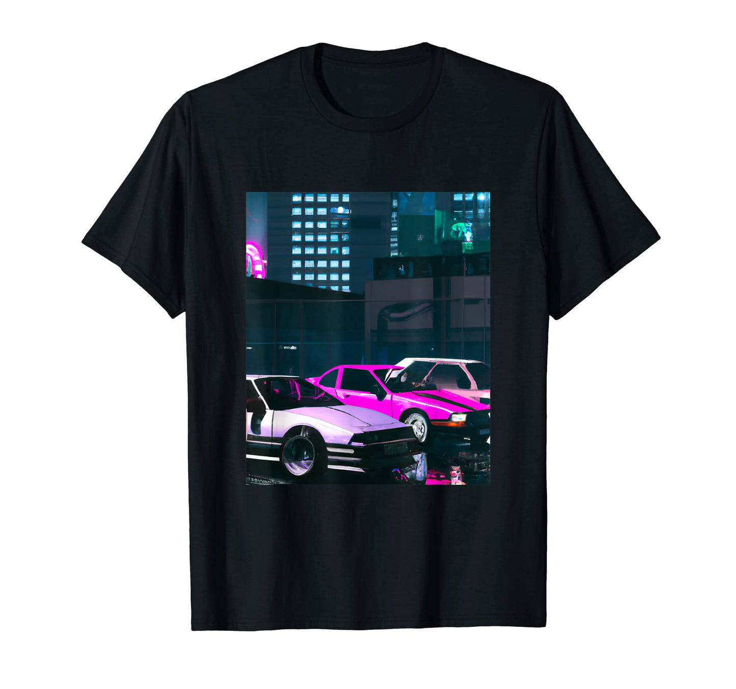 Vaporwave Car Synthwave City Vaporwave T-Shirt - Graphic Print for Adults