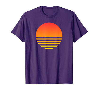 Sunset Summer Beach Surf 80S T-Shirt - Custom Art Print for Adults