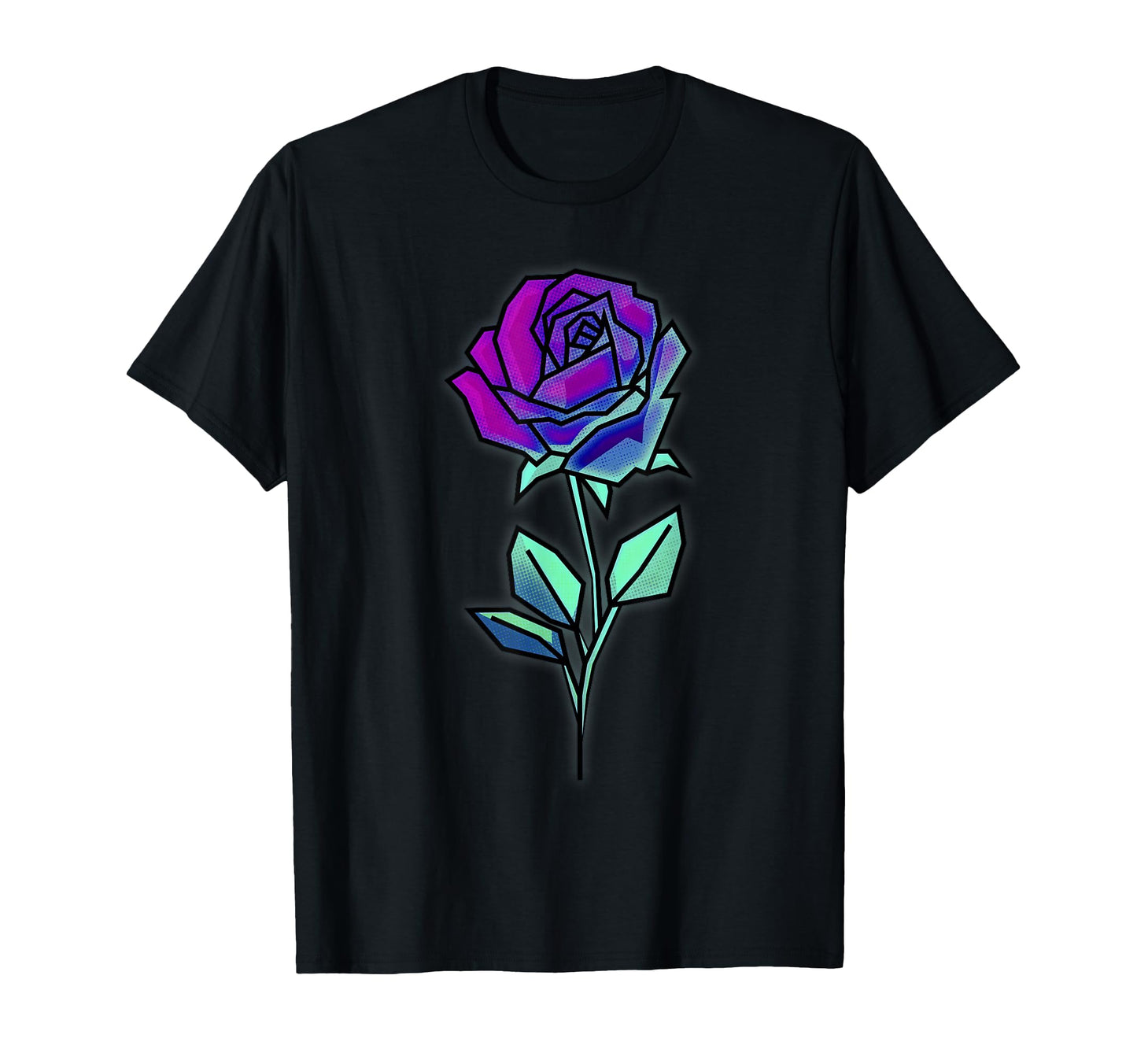 Cyber Aesthetic Rose Futurism Vaporwave T-Shirt - Graphic Print for Adults