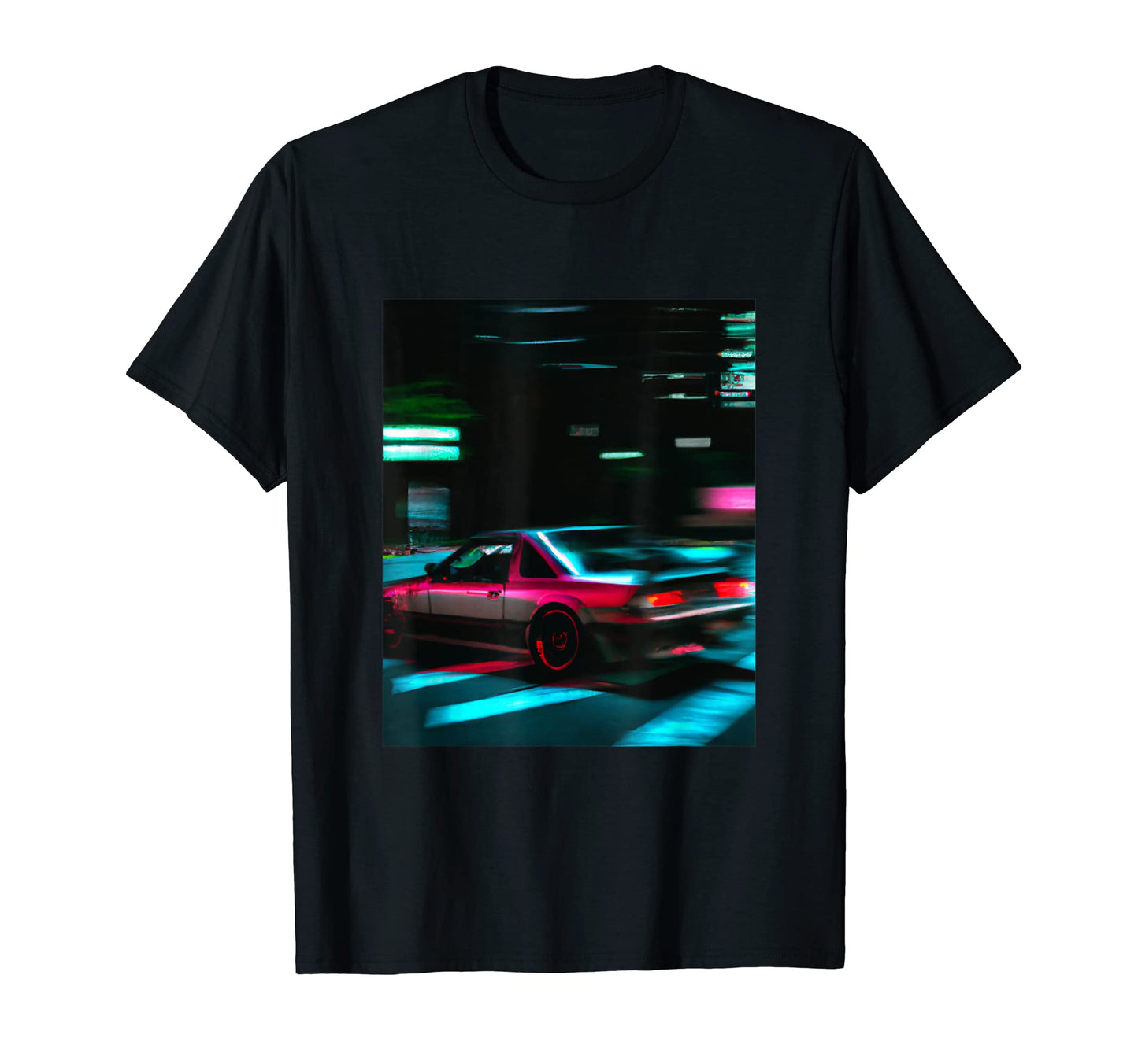 Vaporwave Car Synthwave City T-Shirt - Casual Everyday Wear Unisex