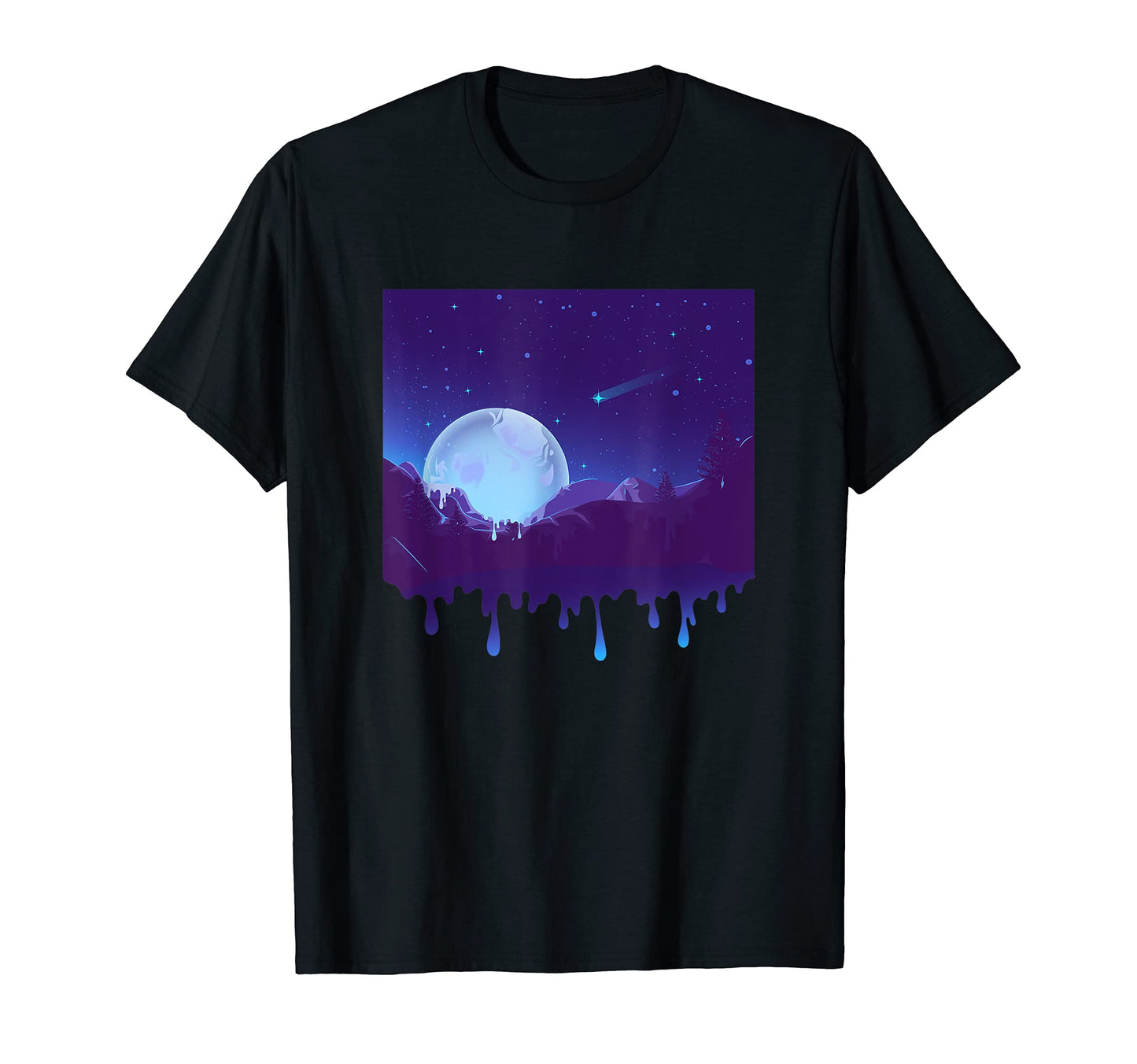 Nature Lover Camping Moon Melted T-Shirt - Minimalist Print for Adults