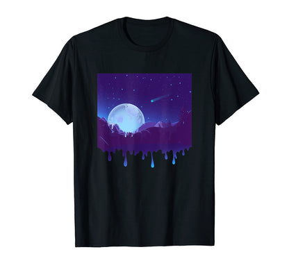 Nature Lover Camping Moon Melted T-Shirt - Minimalist Print for Adults