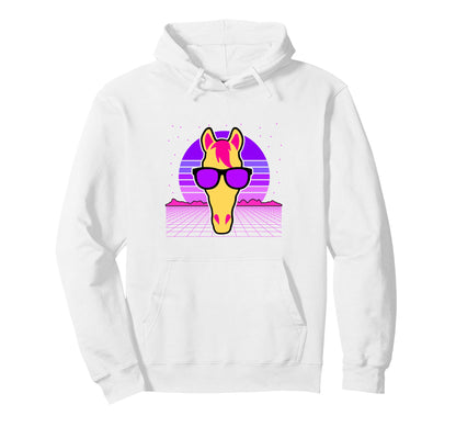 Aesthetic Vaporwave Outfits Horse Vaporwave Hoodie - Graphic Print Unisex