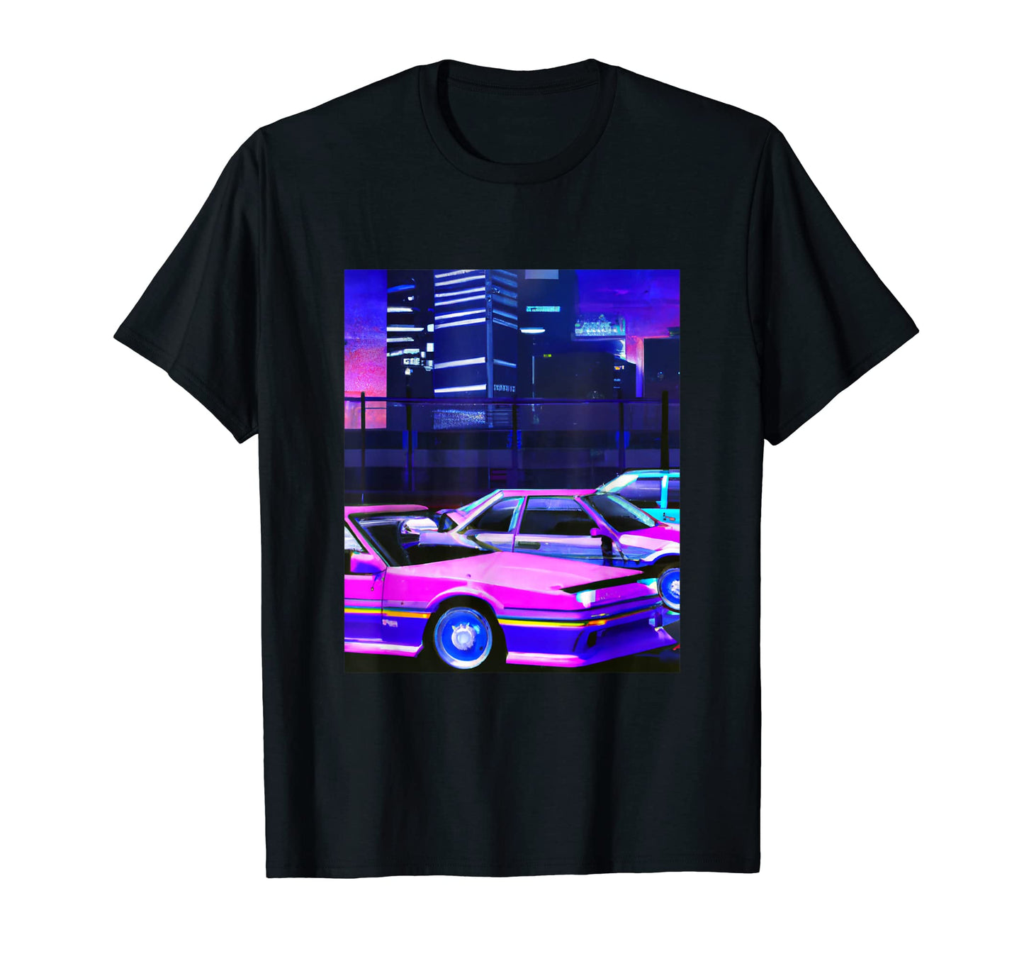 Vaporwave Car Synthwave City T-Shirt - Streetwear Style Men Women