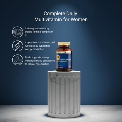 Nutraxin Vitamin B Complex Supplement - 60 Herbal Capsules | Comprehensive B Vitamins Formula