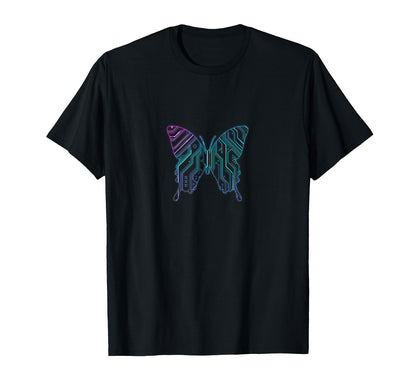 Cyber Aesthetic Butterfly Futurism T-Shirt - Graphic Print for Adults