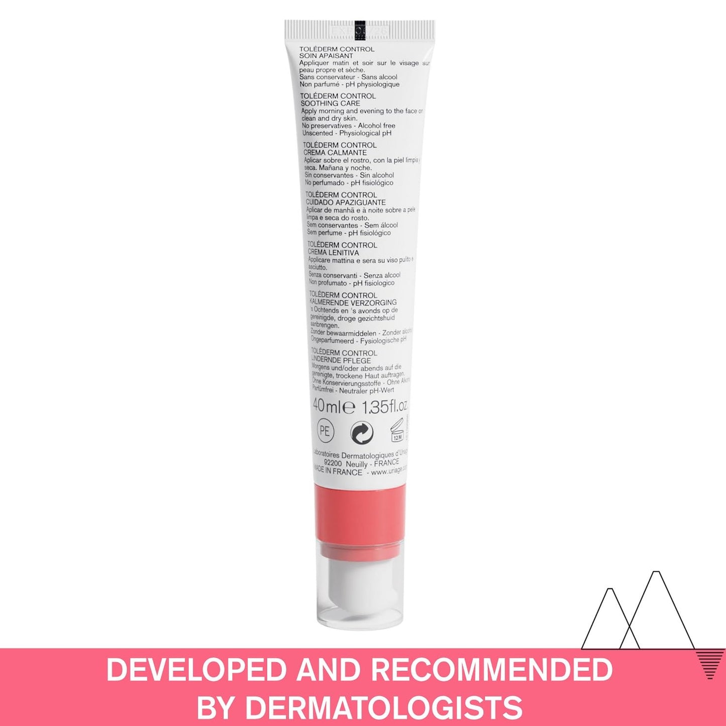 Uriage Uriage Tolederm Control Moisturizing Cream for Sensitive Skin - Fragrance-Free, Dermatologically Tested - 1.35 fl oz