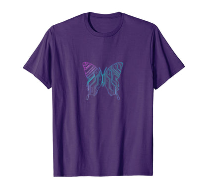 Cyber Aesthetic Butterfly Futurism T-Shirt - Fun Novelty Design Unisex